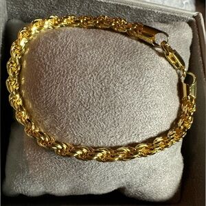 Gold over sterling silver rope Chain Bracelet